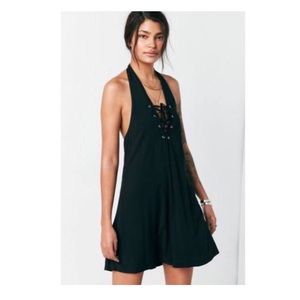urban outfitters lace up sexy black dress